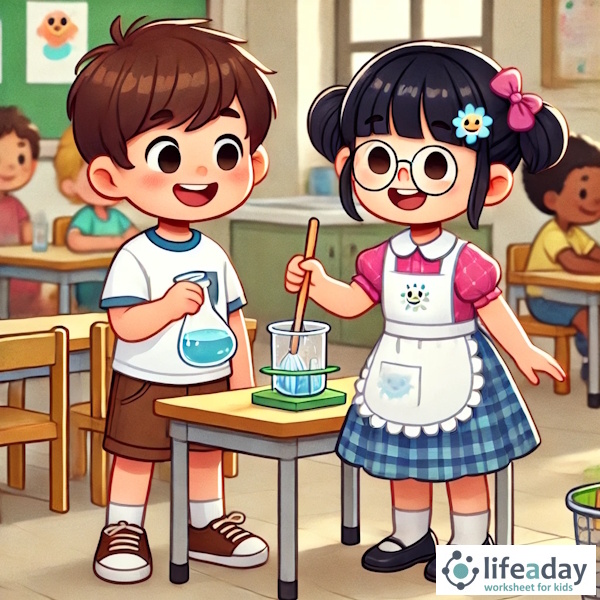 การ์ตูนสำหรับเด็ก ในรูปแบบ นิทานการ์ตูนสองภาษา เรื่อง Amazing Science Experiment หน้า 5
